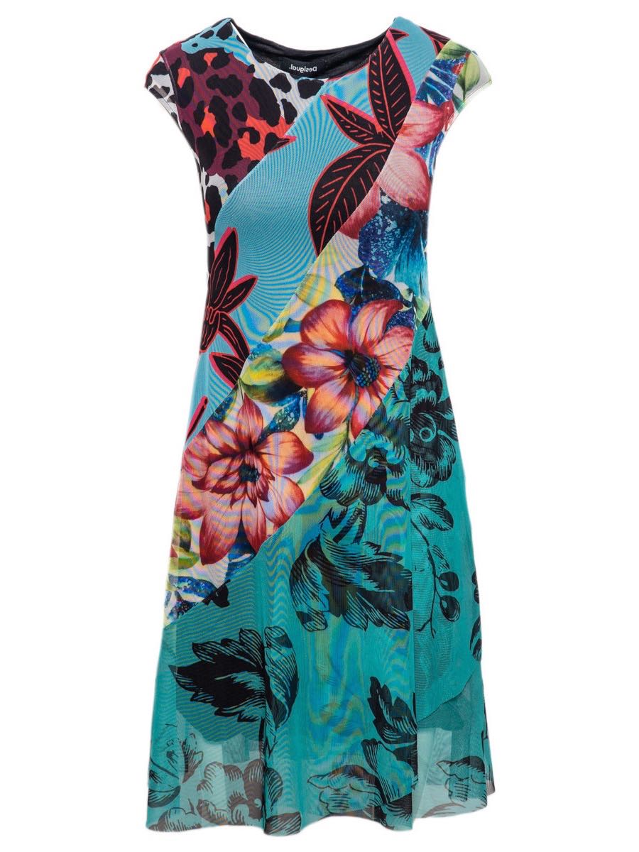 DESIGUAL Summer Patchwork Mesh Dress Cleveland 20SWVK70