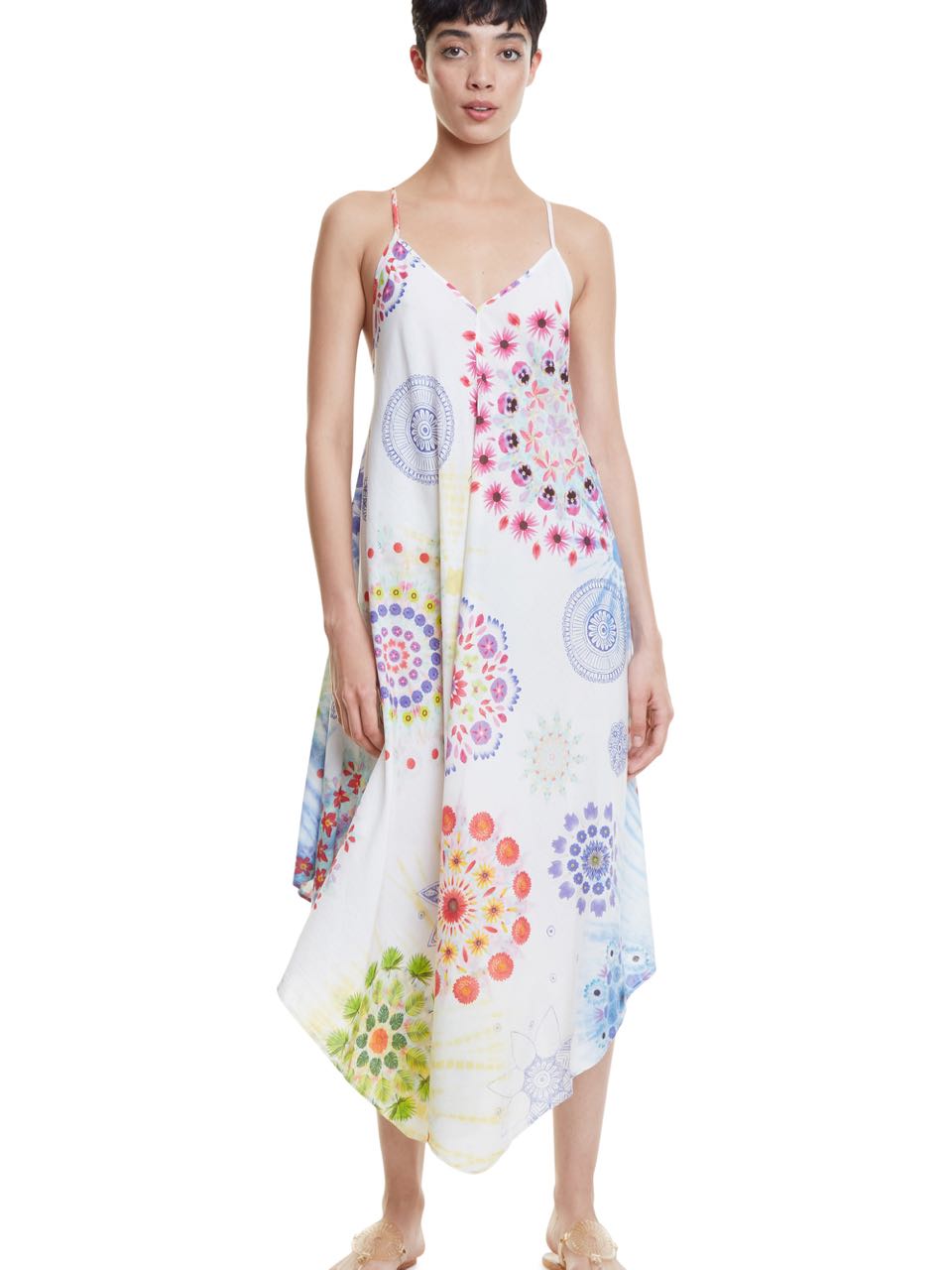 DESIGUAL Beach Floral Mandalas Dress Long Midi Asymmetric