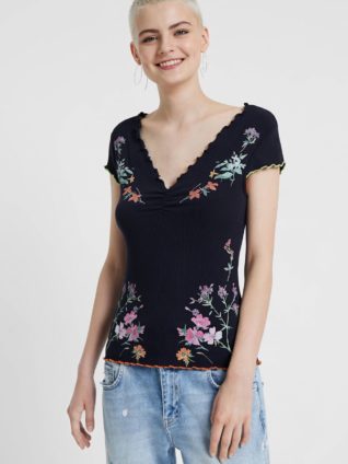 Desigual Floral Ribbed T-Shirt "Vilna"