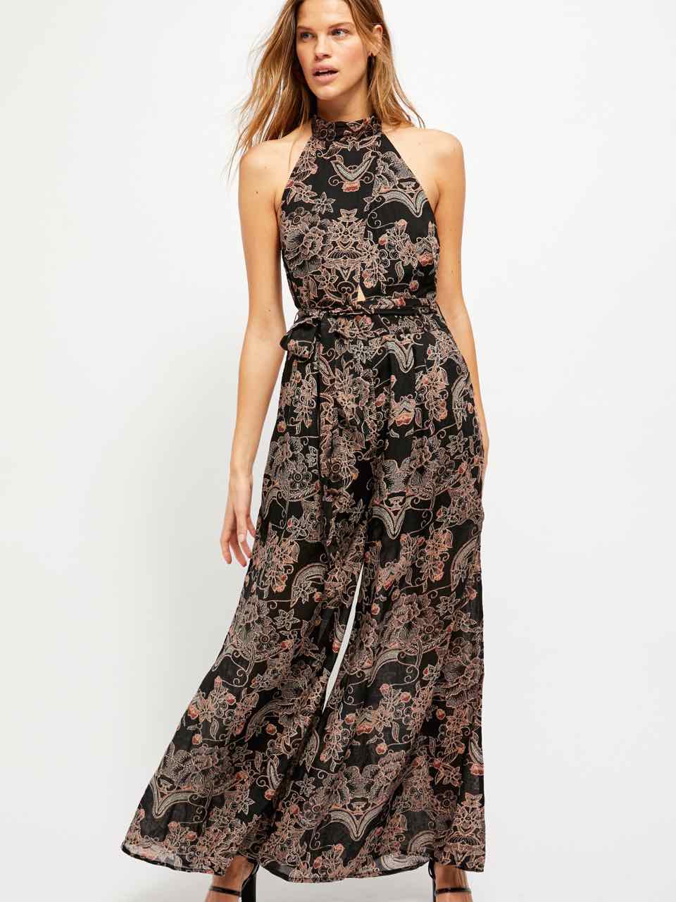 Free People KISSING SUNLIGHT JUMPSUIT Black Combo