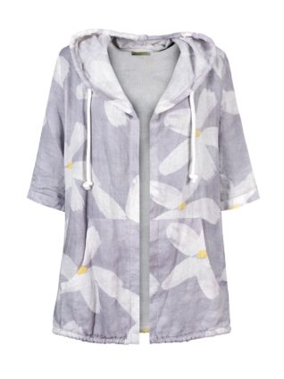 Dolcezza Linen Hoodie "Soft White Flower 20682"