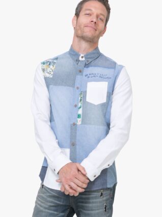 Desigual Men Denim Patchwork Shirt "Patchambray"