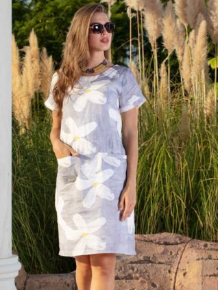 Dolcezza Linen Dress "Soft White Flower 20684"