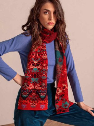 IVKO Merino Wool Scarf "Floral Pattern 202580"