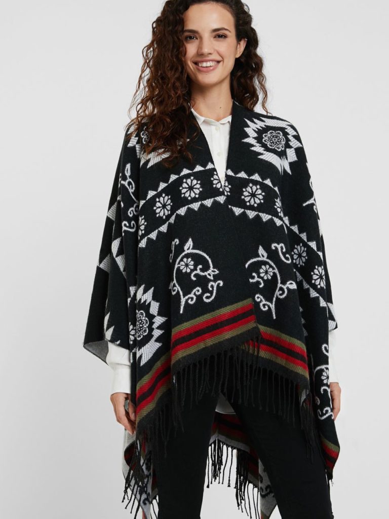 Poncho Desigual Zippé Noir Taille Unique - Uni, Polyester, Neuf Sans Étiquettes