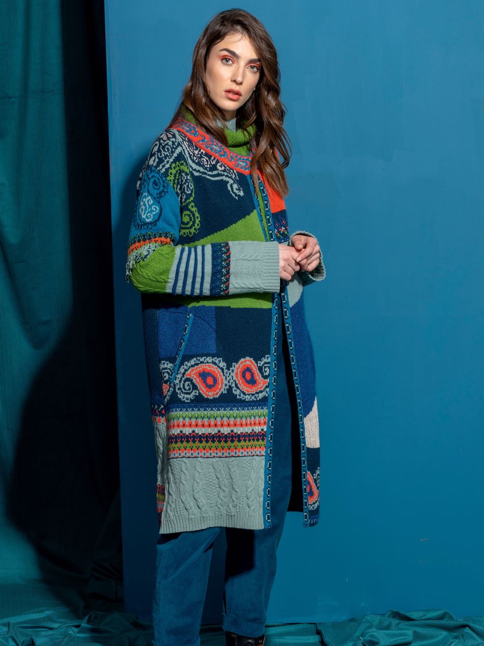 IVKO Wool Blend Patchwork Coat Geomatric Pattern 202606