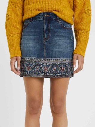 Desigual Embroidered Denim Skirt "Denver"