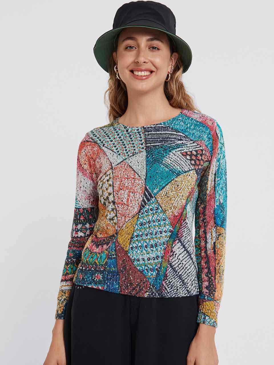 DESIGUAL Arty Knit Jumper Vemzza Multicolour Patch