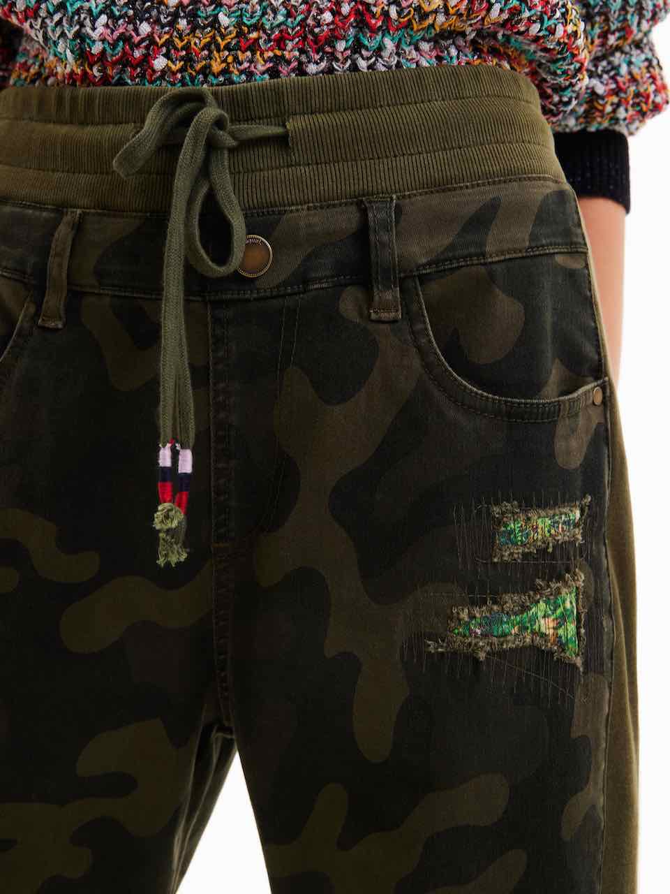 DESIGUAL Camouflage Jogger Pull on Trousers Easy Fit