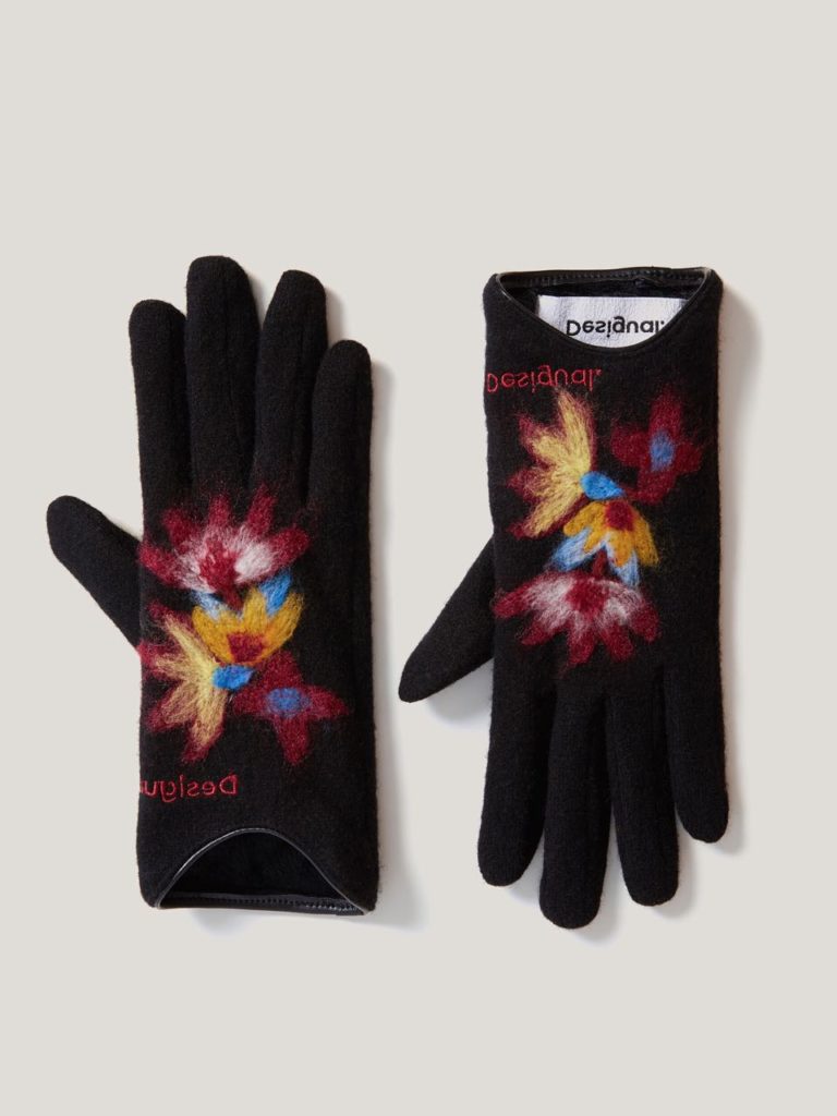 Gants Desigual Rambutan - Noir Avec Motifs étoiles Dorées, Taille S/M, Pour Fille/femme - 9