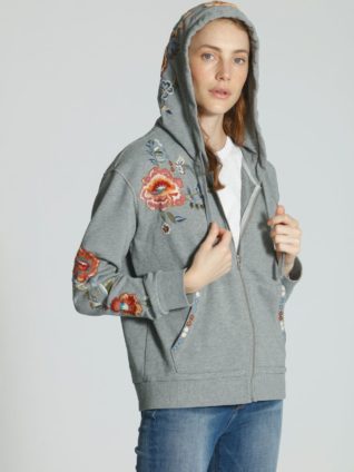 Driftwood Sweater "Teddy Hoodie" (grey) T40589A