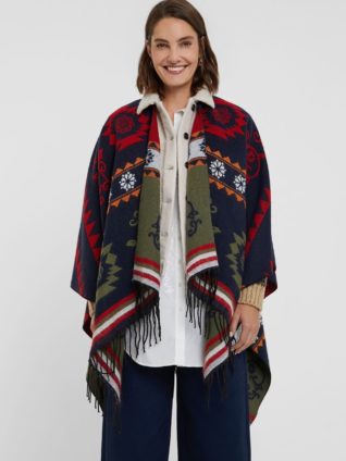 Desigual Reversible Poncho "Freedom" (navy)