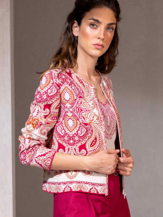 IVKO Cotton Round Neck Cardigan Paisley Pattern 211723