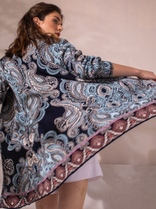 IVKO Jacquard Coatigan Cardigan Paisley Print 211702 Marine