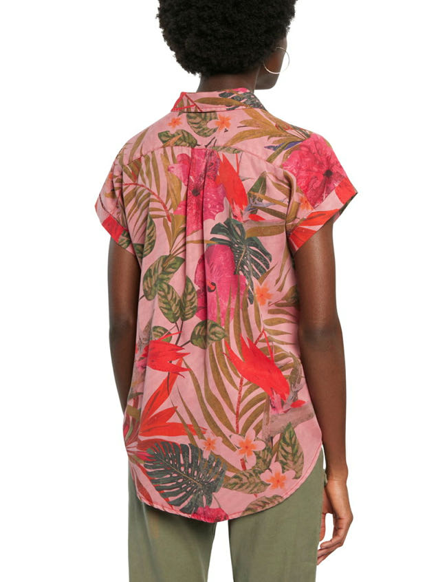 DESIGUAL TENCEL SHIRT TROPICAL FLOWERS