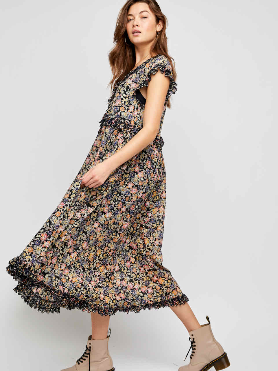 Free People MILANIA MIDI DRESS Black ...