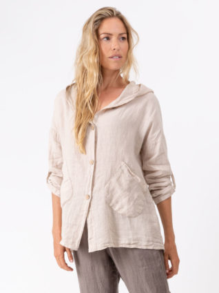 M Made in Italy Linen Hooded Jacket 26/6402O (3 colours)