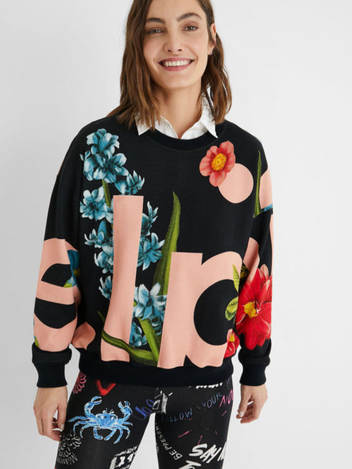 Desigual Sweatshirt Donna - Felpa Con Manica Lunga E Righe Colorate - 100% Cotone - Collezione SS25 - Taglie Regolari