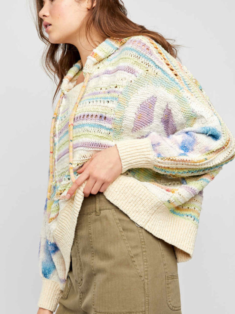 Free People FLOWER CHILD PONCHO HOODIE CREAM COMBO Free People FLOWER CHILD PONCHO HOODIE CREAM COMBO