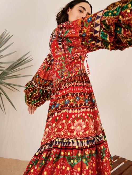 Farm Rio Red Tropical Shine Mini Dress Bohemian