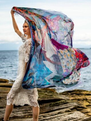 Love's Pure Light Silk Shawl "Every Provincial Flower" (D-220)