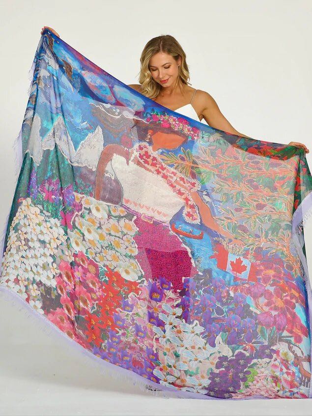 Love's Pure Light Luxury Silk Scarf Shawl Every Provincial Flower