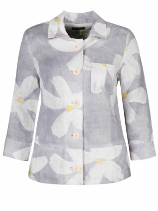 Dolcezza Linen Jacket "Soft White Flower 20683"