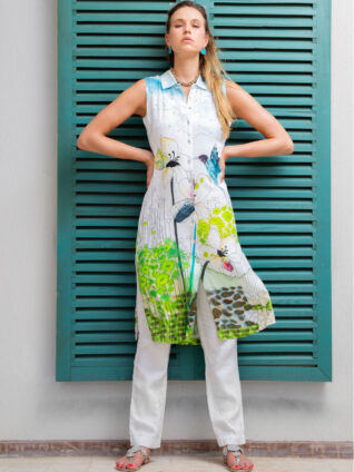 Dolcezza Long Shirt "Flowers and Hummingbird" (22755)