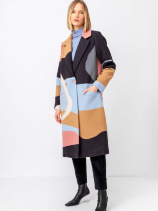 IVKO Long Intarsia Coat Fuji Pattern 212505