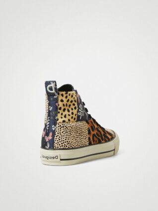 DESIGUAL genuine Leather patchwork high-top Sneakers