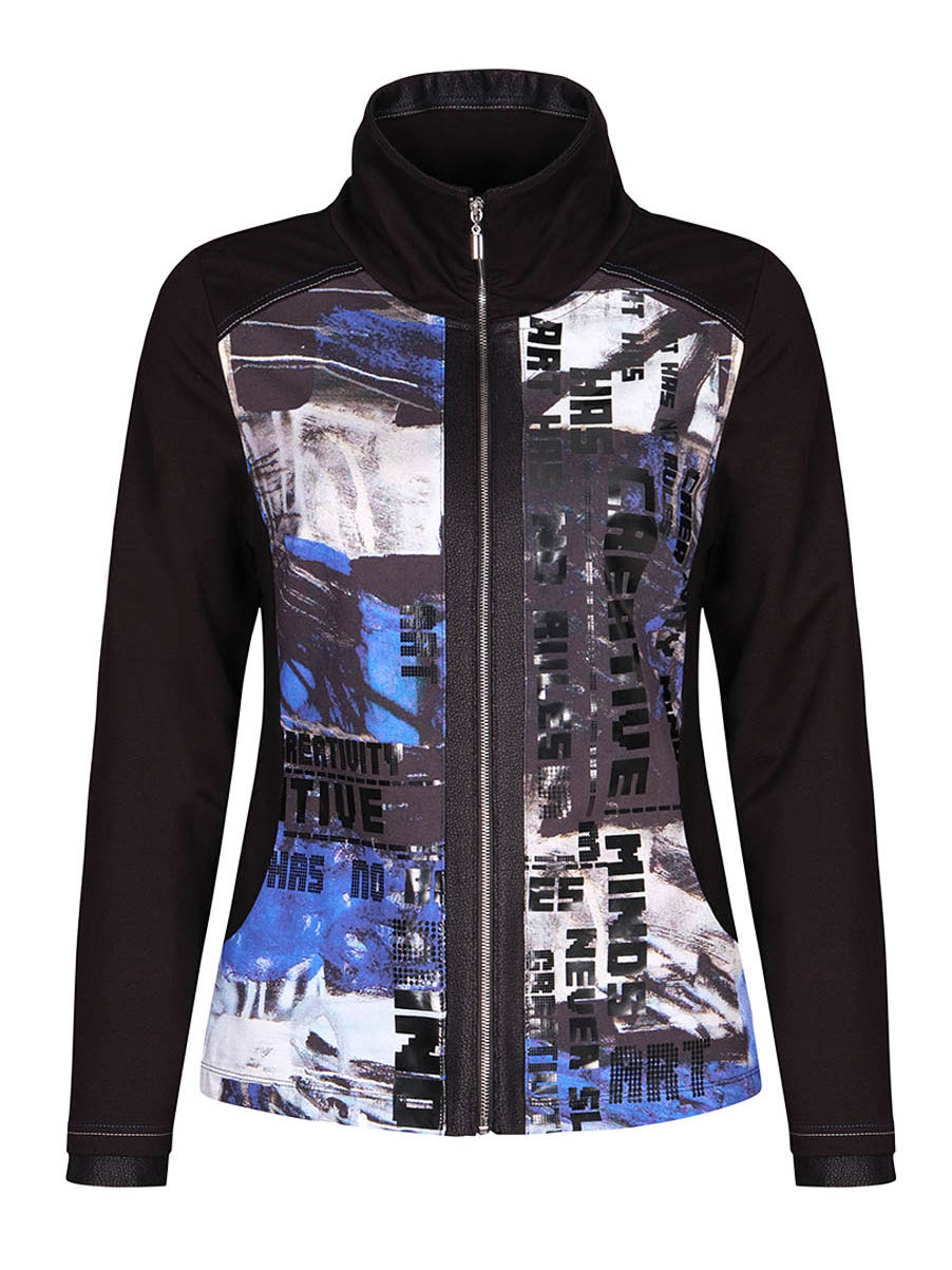 Simply Art by DOLCEZZA Zip Jacket Pullover Blue After Midnight