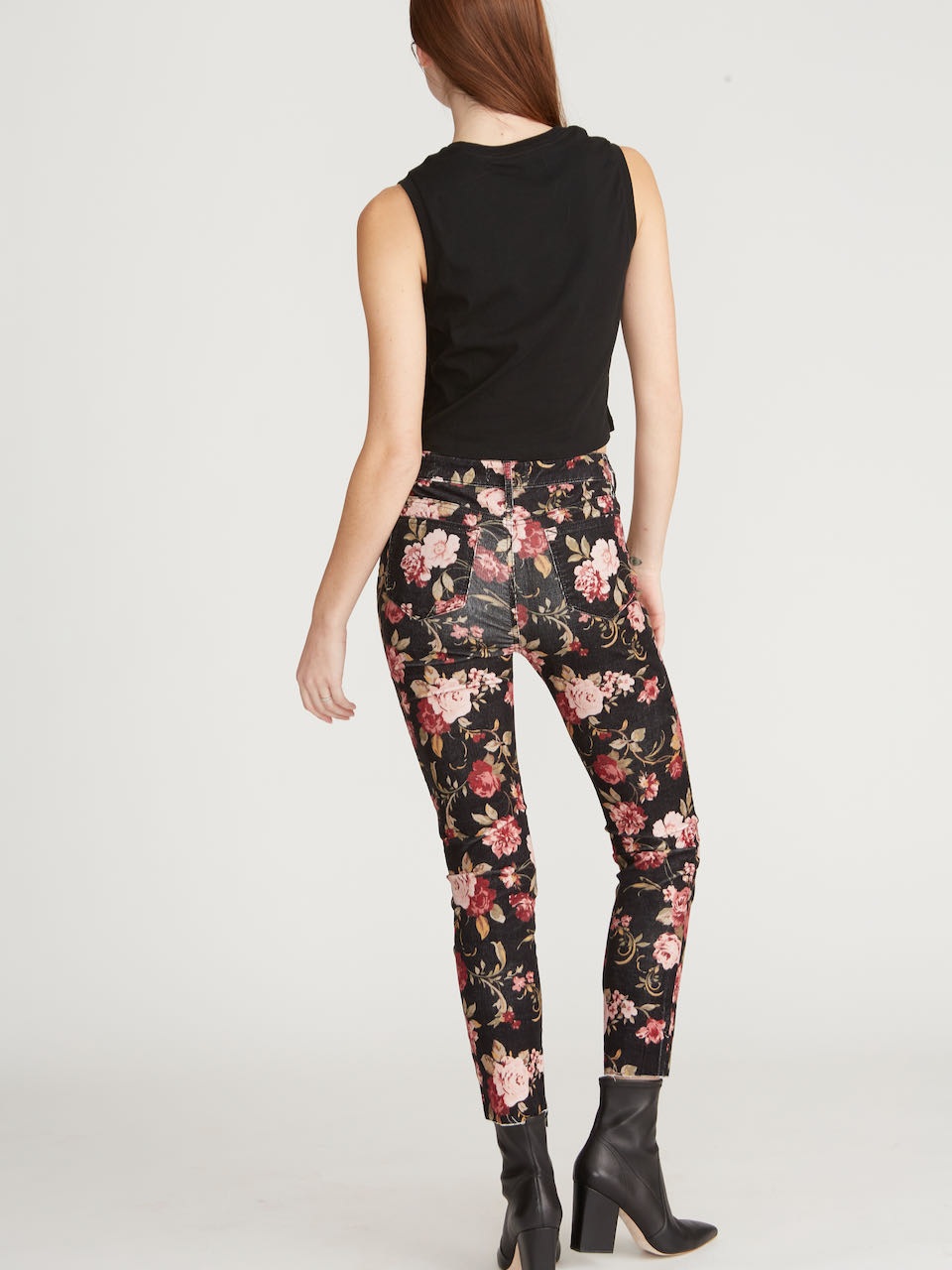 DRIFTWOOD High Rise Jeans JACKIE Black Floral Cord