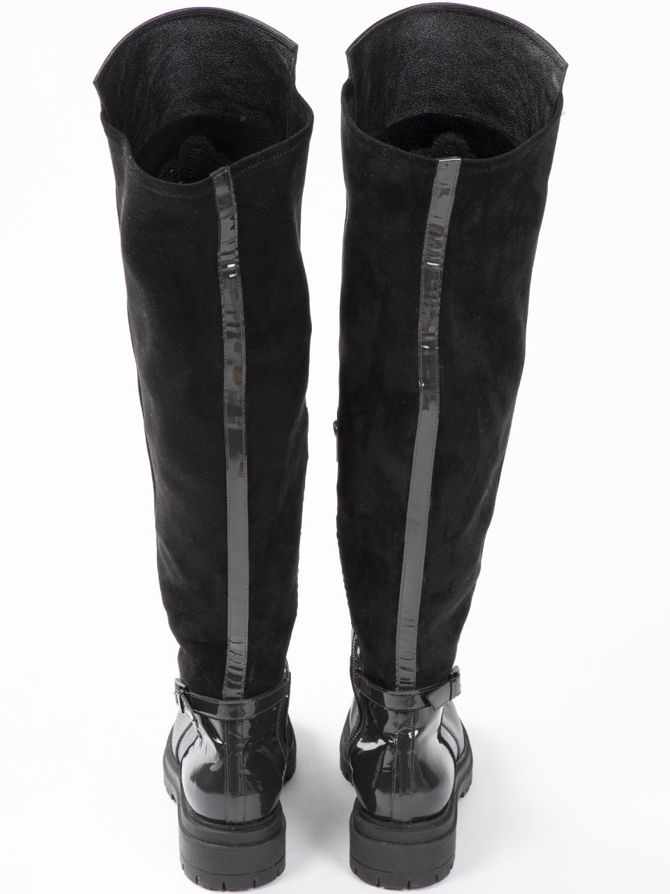 Elisa Cavaletti Black Leather Tall Over the Knee Boots with Flower