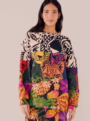 farm rio mixed print sweatshirt