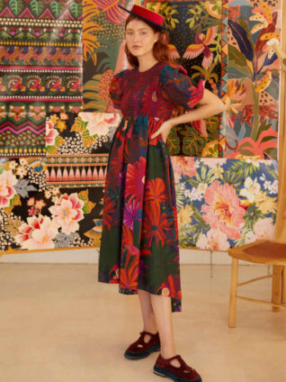 Farm Rio "Bird Flowers Midi Dress"