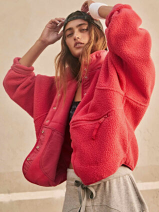 Free People Fleece RUBY Jacket Sweetheart Sunrise