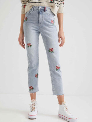 Desigual Cropped Floral Jeans "My Flower"