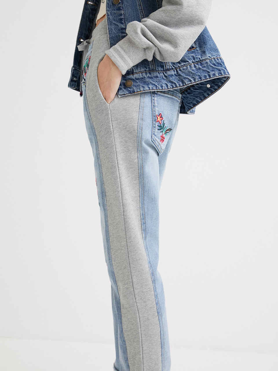 DESIGUAL Mickey Mouse Hybrid Denim Pants Jogger Bimaterial