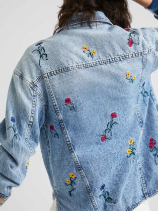 DESIGUAL Floral Denim Jacket Overshirt