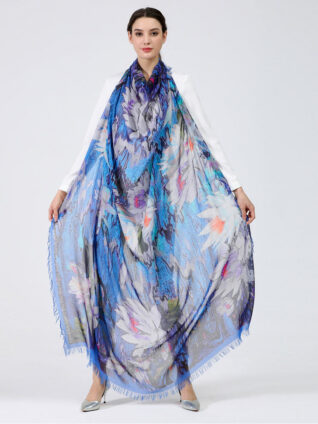 Love's Pure Light Silk Shawl "You Keep in Perfect Peace Waterlilies" (D-204)
