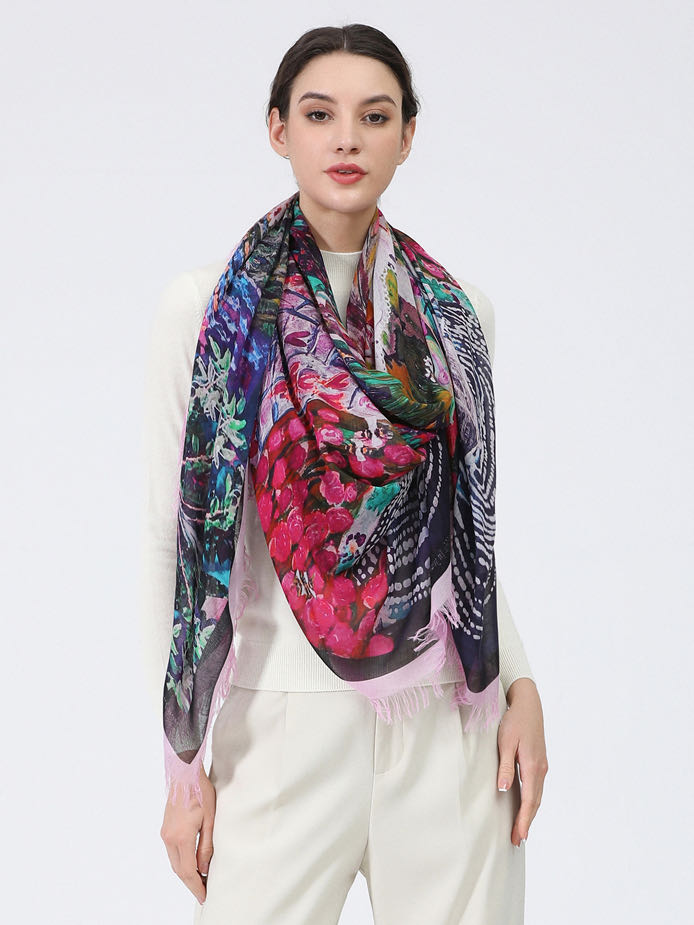 Love's Pure Light Luxury Silk Scarf Shawl ALL MY FOUNTAINS