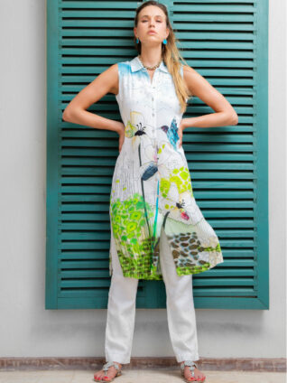 Dolcezza Long Blouse "Flowers and Hummingbird" (22755)