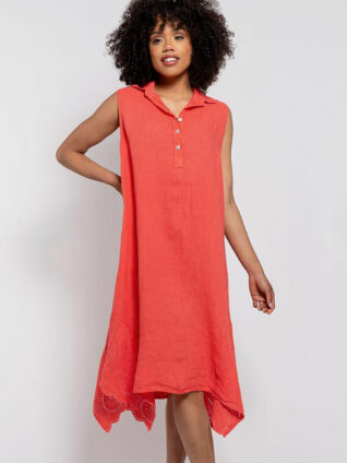M Made in Italy Linen Dress 19/1636MQ (Coral)