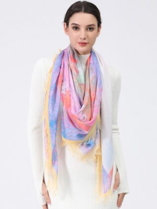 Love's Pure Light Silk Shawl "Lavender Fields of Love" (D-352)