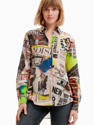 Desigual Newspaper Shirt "Mecha"
