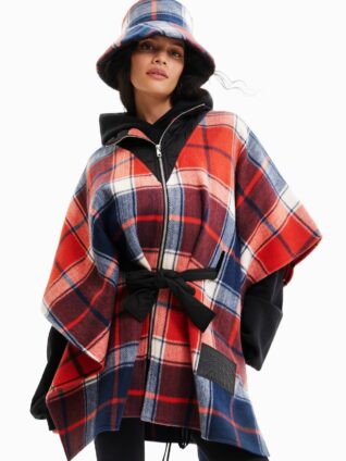 Desigual Patchwork Poncho "Red Check Milan"