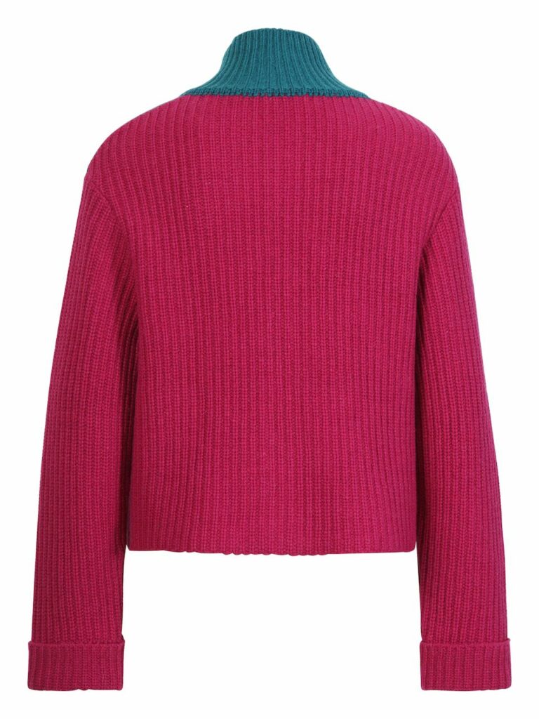 Ivcko Wool IVKO Wool Blend Jacquard Zip Jacket Landscape Pattern 222506 Pink