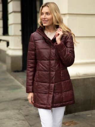 Mauritius Leather Coat "Lya" (Oxred)