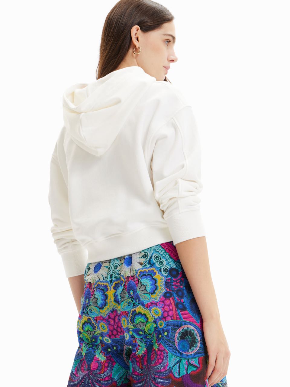 DESIGUAL Short Arty Hoodie White Blue