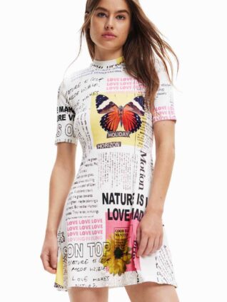 Desigual A-Line Dress "Newspaper" (23SWVK46)